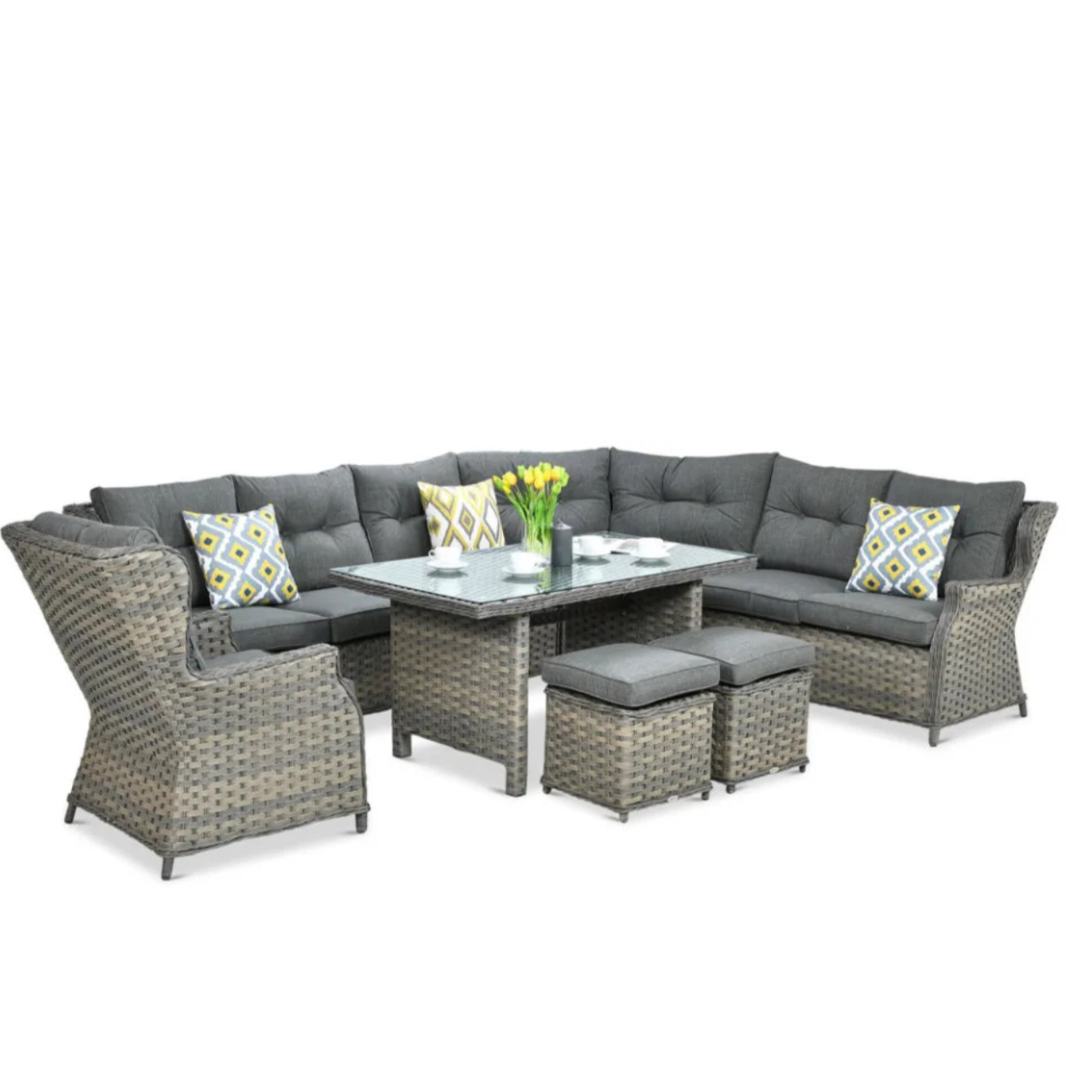 Ēdamgalda komplekts Dova 306/246/87 cm melanges - N1 Home