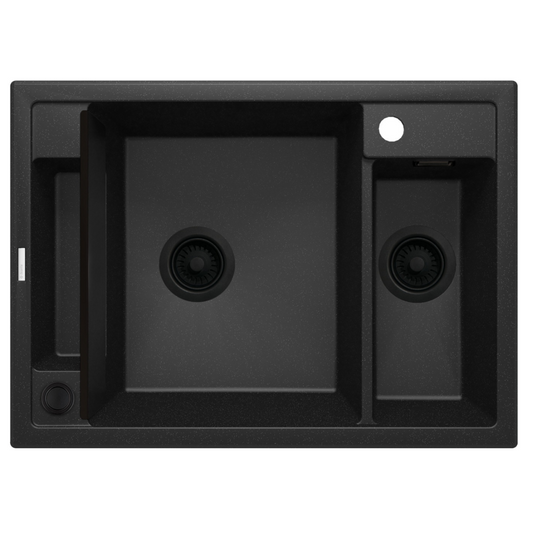 Magnētiskā 1,5 bļodiņu granīta izlietne Magnetic 690 x 500 x 219 grafīta metālisks - N1 Home