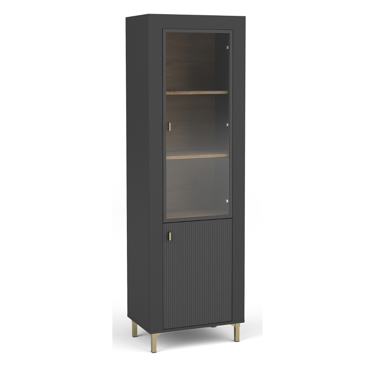 Vitrīna Lamos 56/148/38 cm melns/zelts - N1 Home