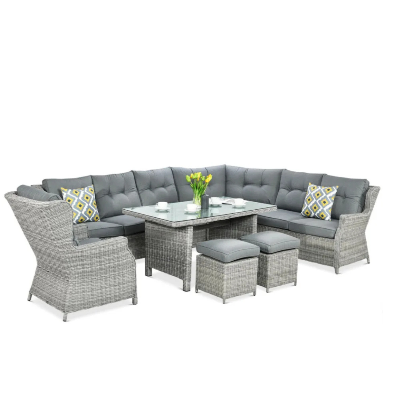 Ēdamgalda komplekts Dova 306/246/87 cm stone pelēks - N1 Home