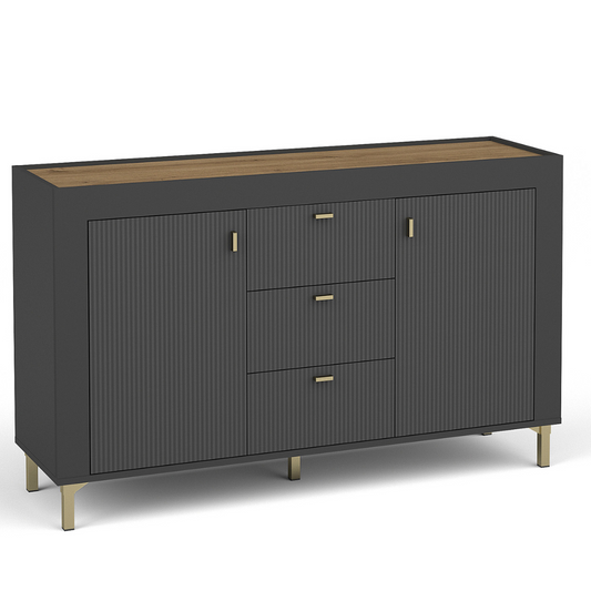 Kumode Lamos 130/77/38 cm melns/zelts