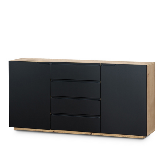 Kumode LOFT 165/80/40 cm melns/dabīgs - N1 Home