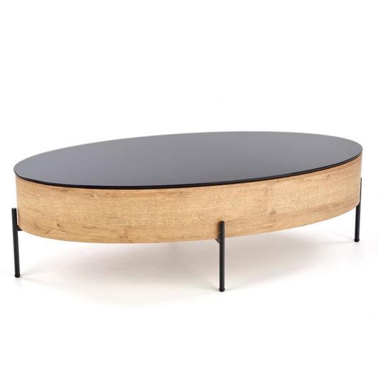 Kafijas galds Zeņs 120/60/37 cm zeltainais ozols/ melns - N1 Home