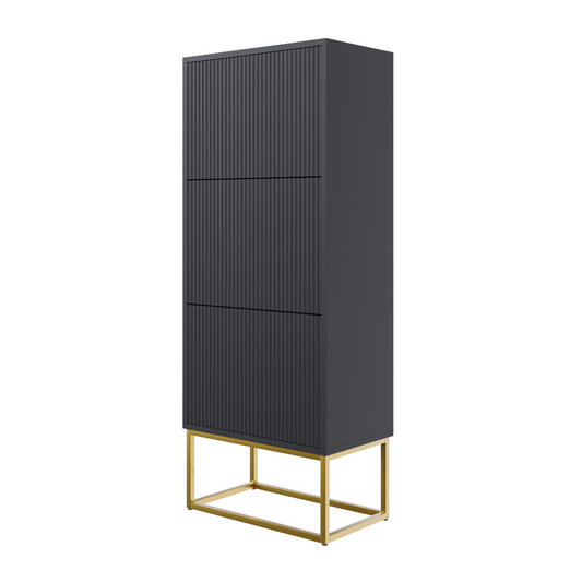 Apavu skapis Velda 50/30/125 cm melns/zelts - N1 Home