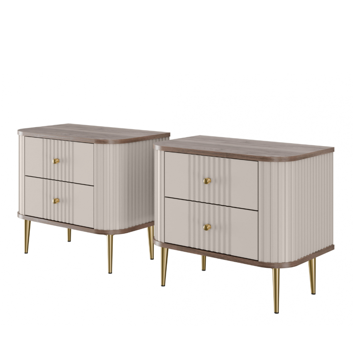 Naktsskapītis (2) Vespa 56/51/38 cm kašmirs/rieksts/zelts - N1 Home