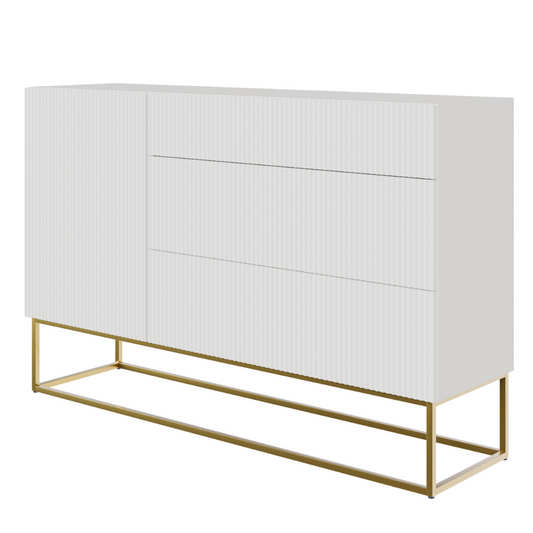 Kumode Velda 140/90/38 cm balts/zelts - N1 Home