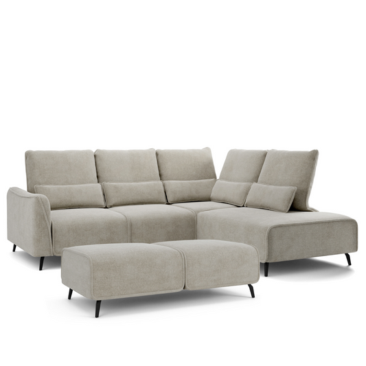 Dīvāns ar pufu Ruma 94/260/208 cm Storm 09 - N1 Home