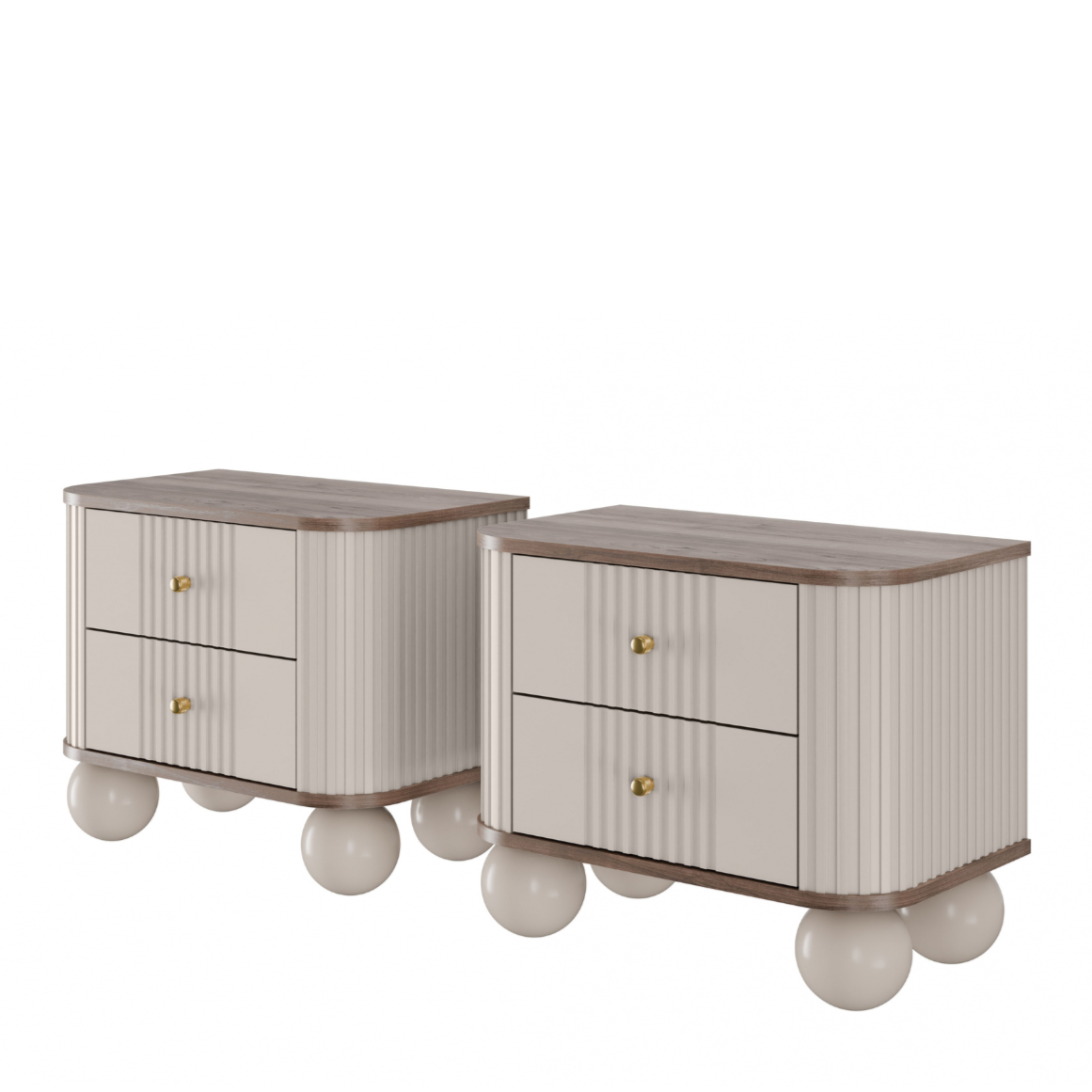 Naktsskapītis (2) Vespa 56/48/38 cm kašmirs/rieksts/zelts - N1 Home