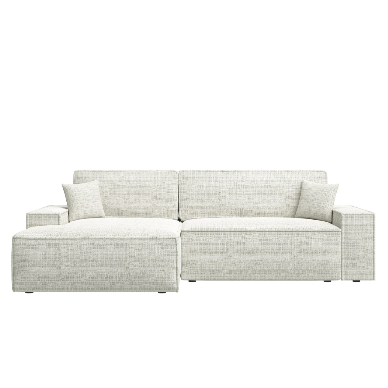 REFESE L-veida dīvāns ar gulēšanas funkciju un glabāšanas kasti, gaiši pelēks šenils, kreisa puse Cremona 01 - N1 Home