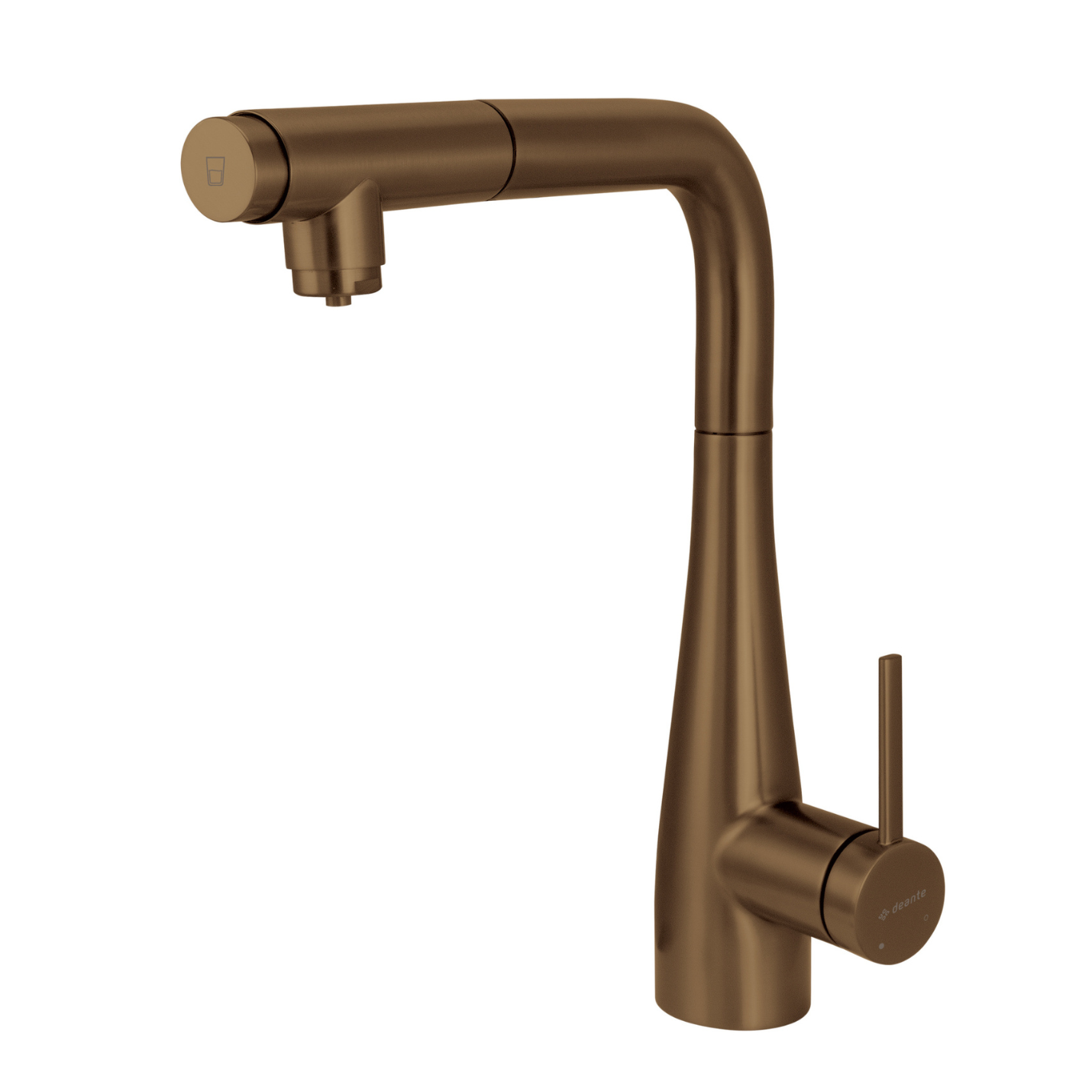 Virtuves jaucējkrāns ar ūdens filtra pieslēgumu un izvelkamu snīpi Eridan 33 cm matēta bronza - N1 Home