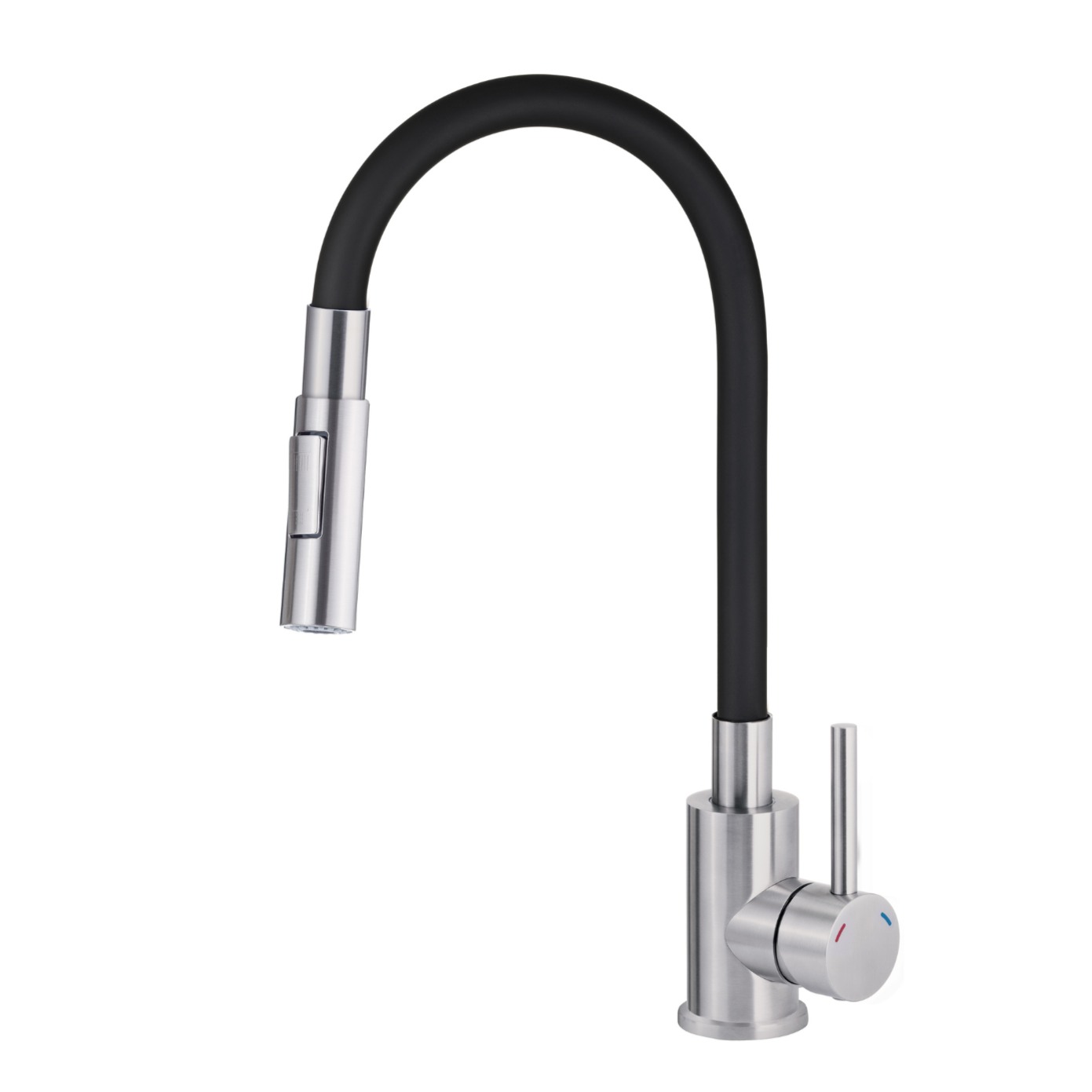 Virtuves maisītājs ar elastīgu snīpi - 2 veidu sprauslas Luno 400 mm tērauds/nero - N1 Home