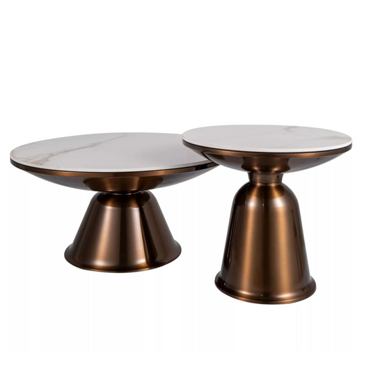 Kafijas galdiņu komplekts 41/75; 49/50 cm bronza/balts - N1 Home