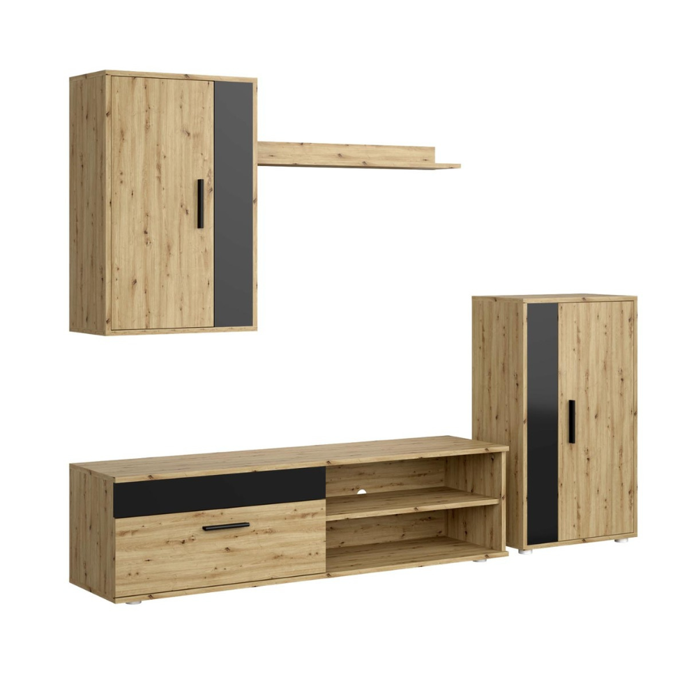 Mēbeļu komplekts Bensi 190 cm Artizan ozols/melns - N1 Home