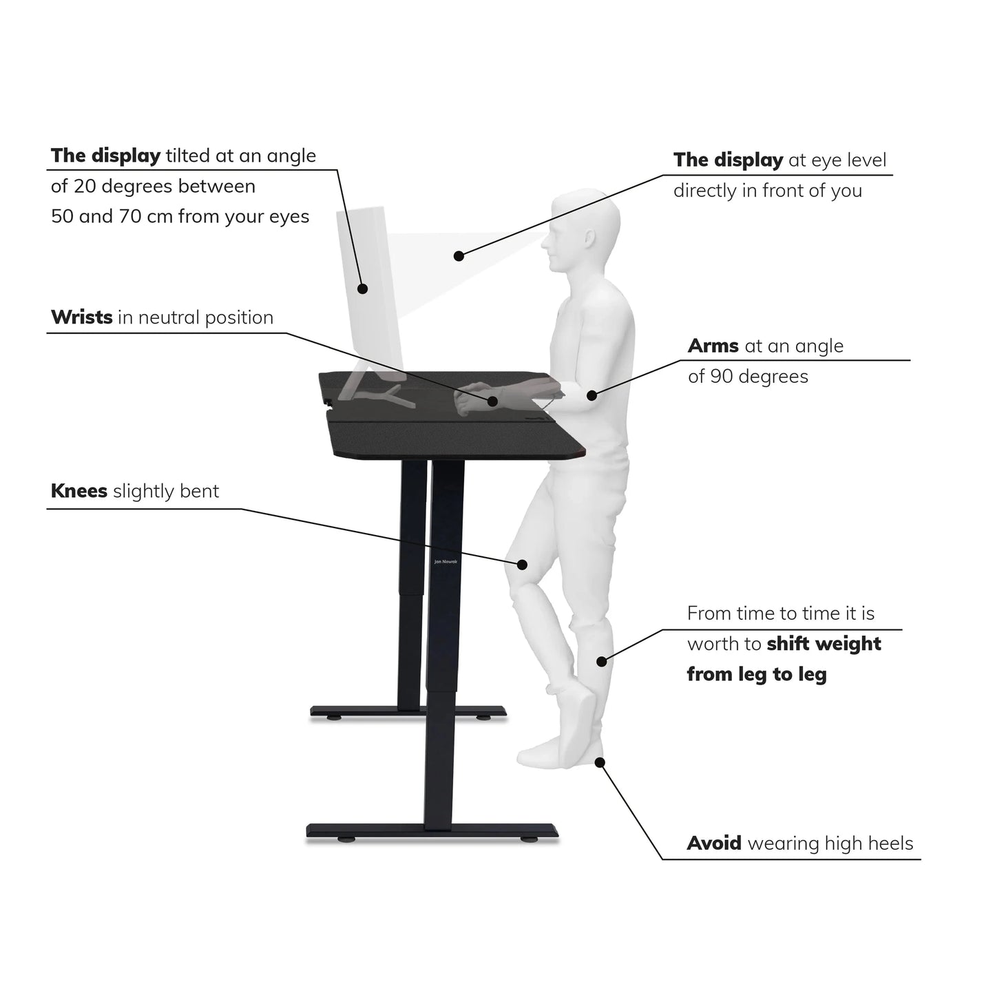 Galds EL 160/72 cm melns - N1 Home