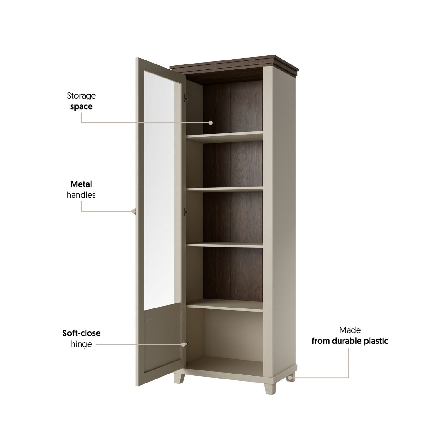 Skapis Evtar 71/200/42 cm kašmirs/Dunin ozols
