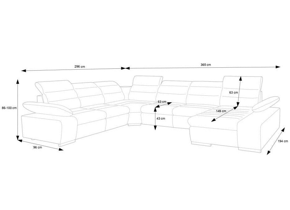 Dīvāns KIKO III 365/86/296 cm - N1 Home