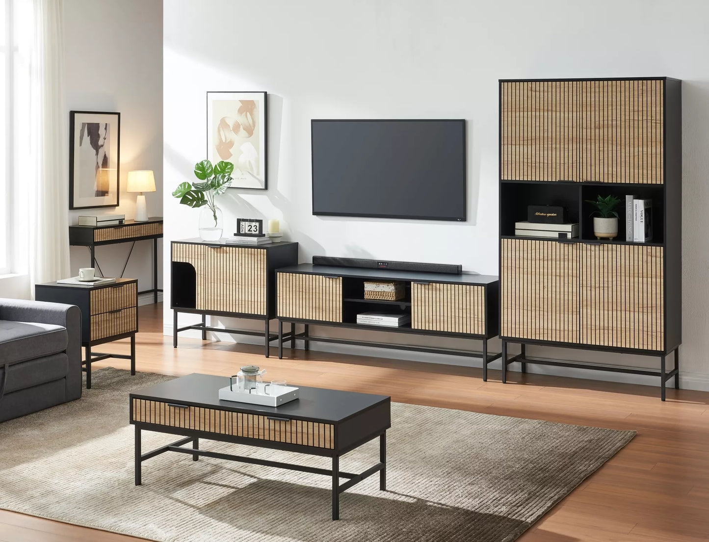 Kumode Maros 75/40/150 cm ozols/melns - N1 Home