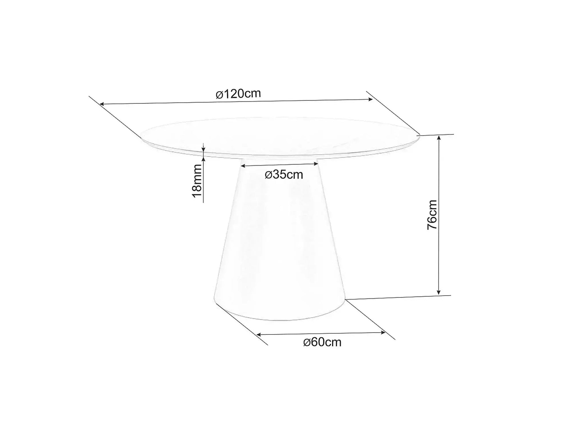Galds Angs 120/75 cm balts/ozols - N1 Home