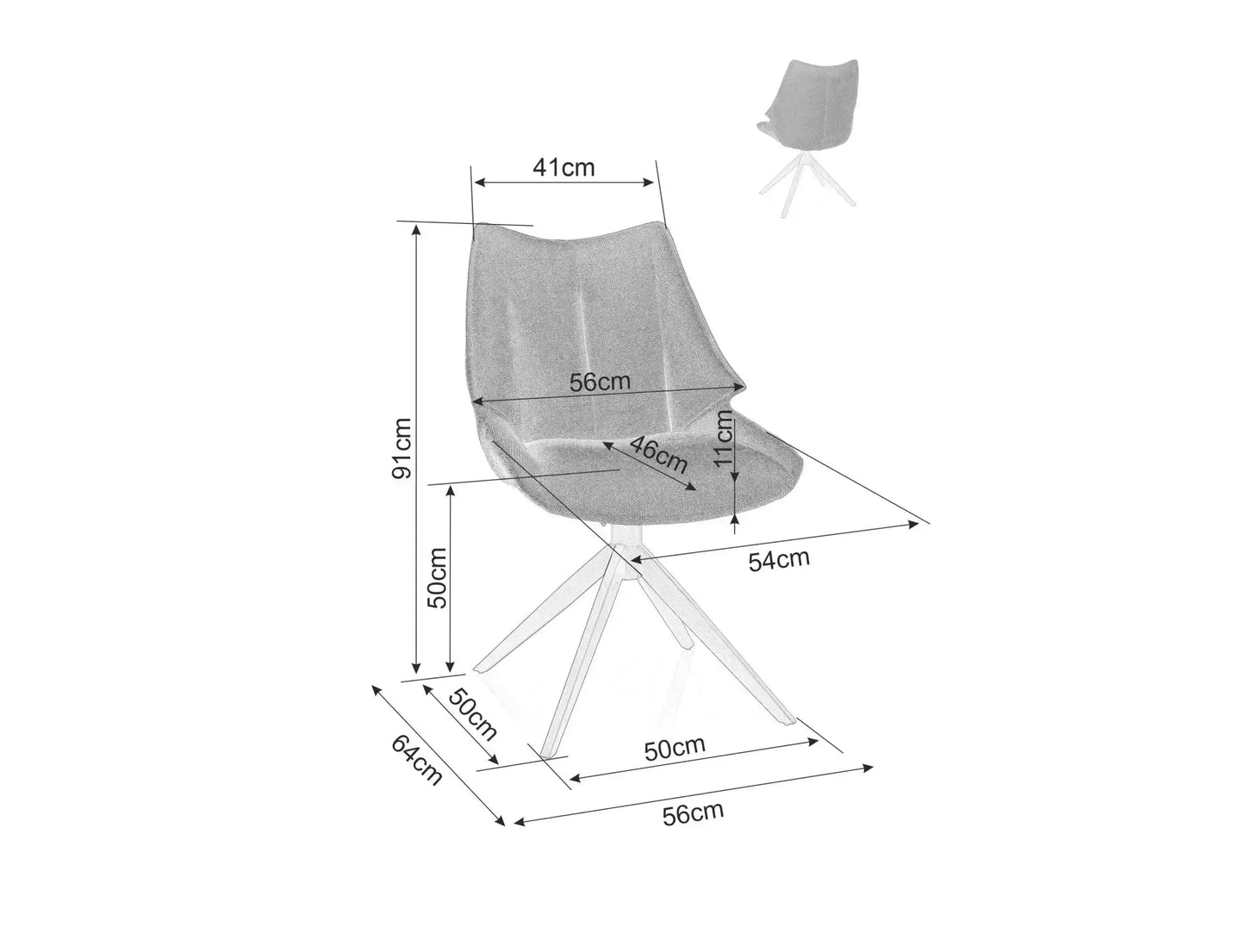 Krēsls Cods 91/56/50 cm pelēks - N1 Home