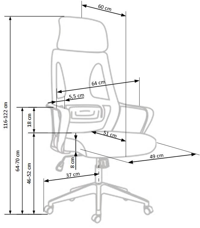 Krēsls Val 64/60/116-122/46-52 cm melns/pelēks