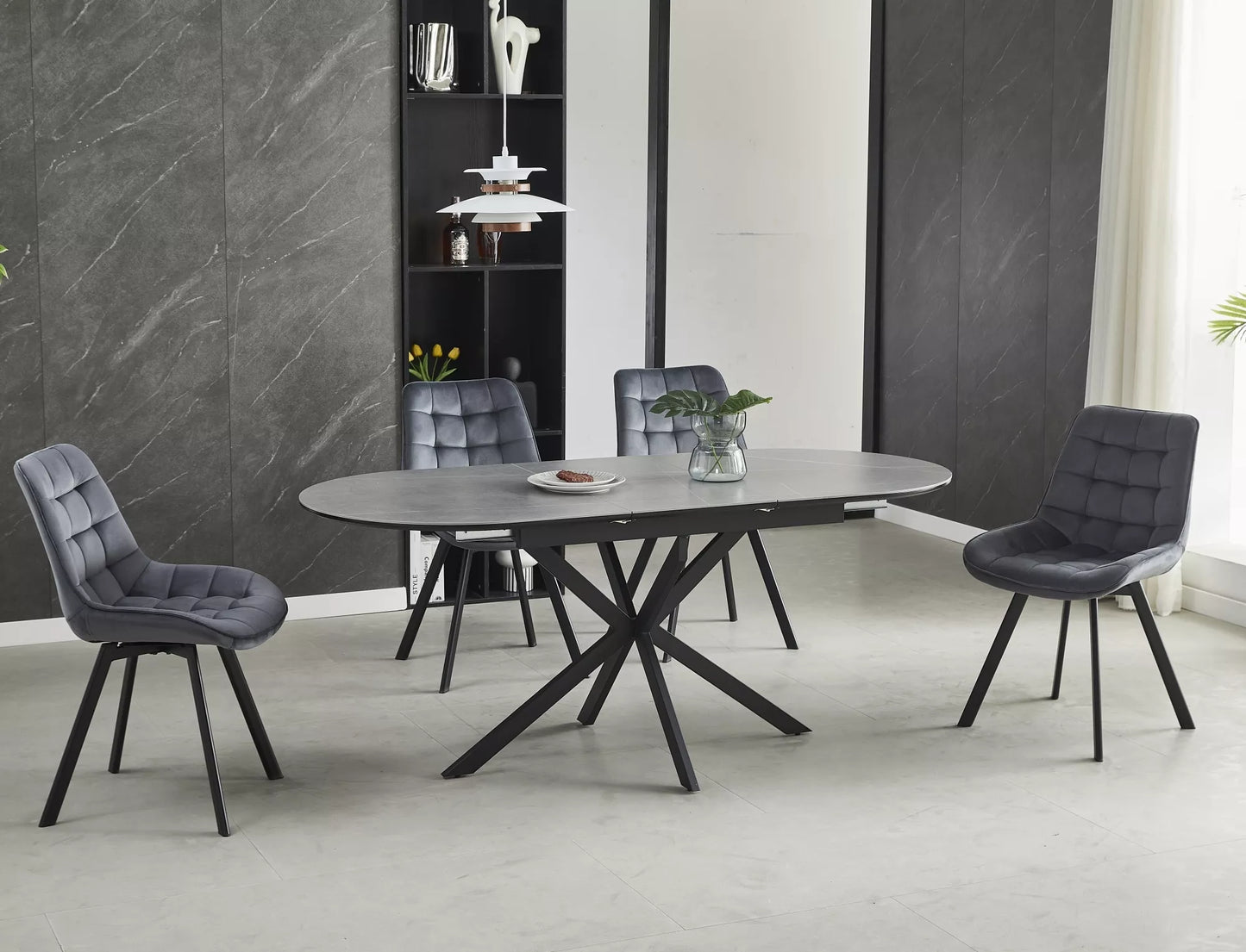 Galds Gastoli 80/140/75 cm pelēks - N1 Home