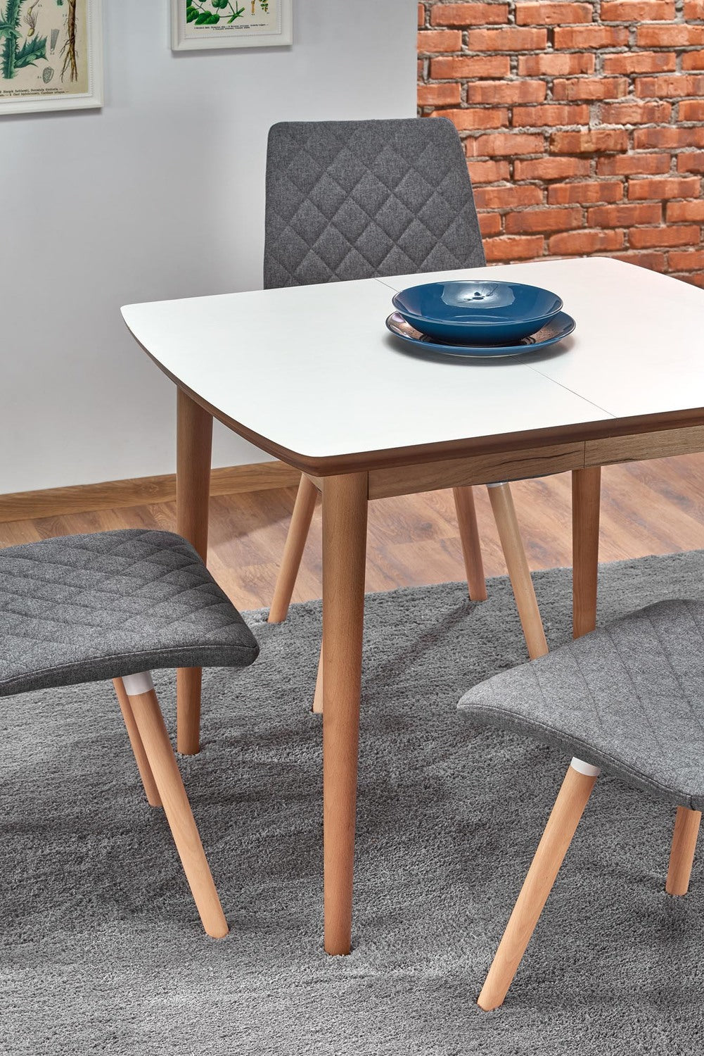 Galds Bares 90/80/75 cm balts/lefkas ozols - N1 Home