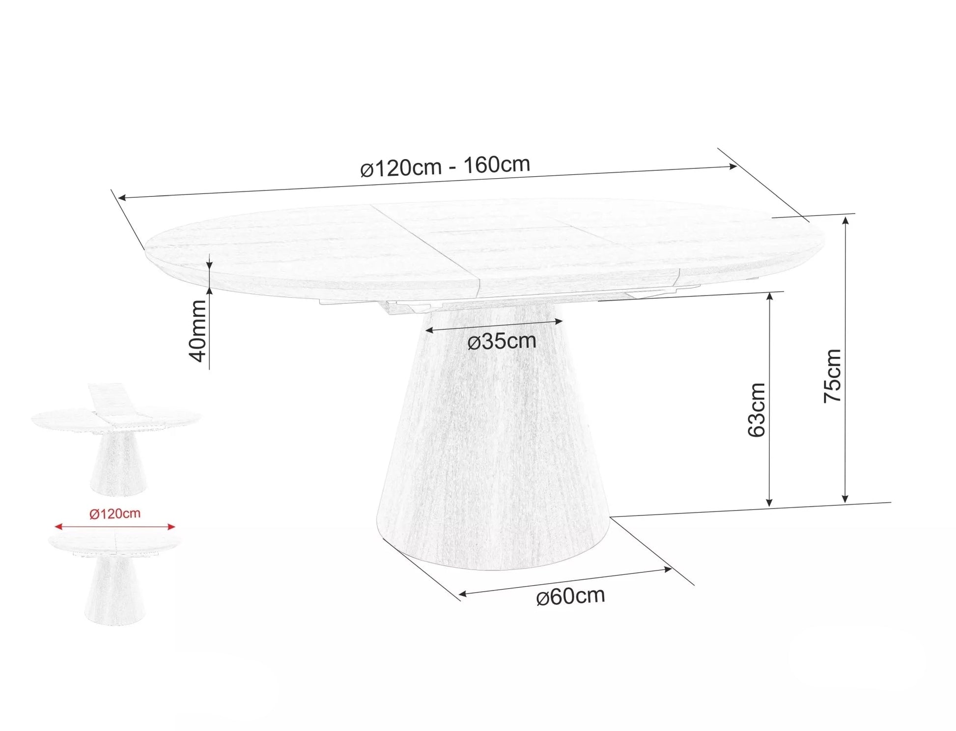 Galds Ange 120/75/120 cm marmors/melns - N1 Home