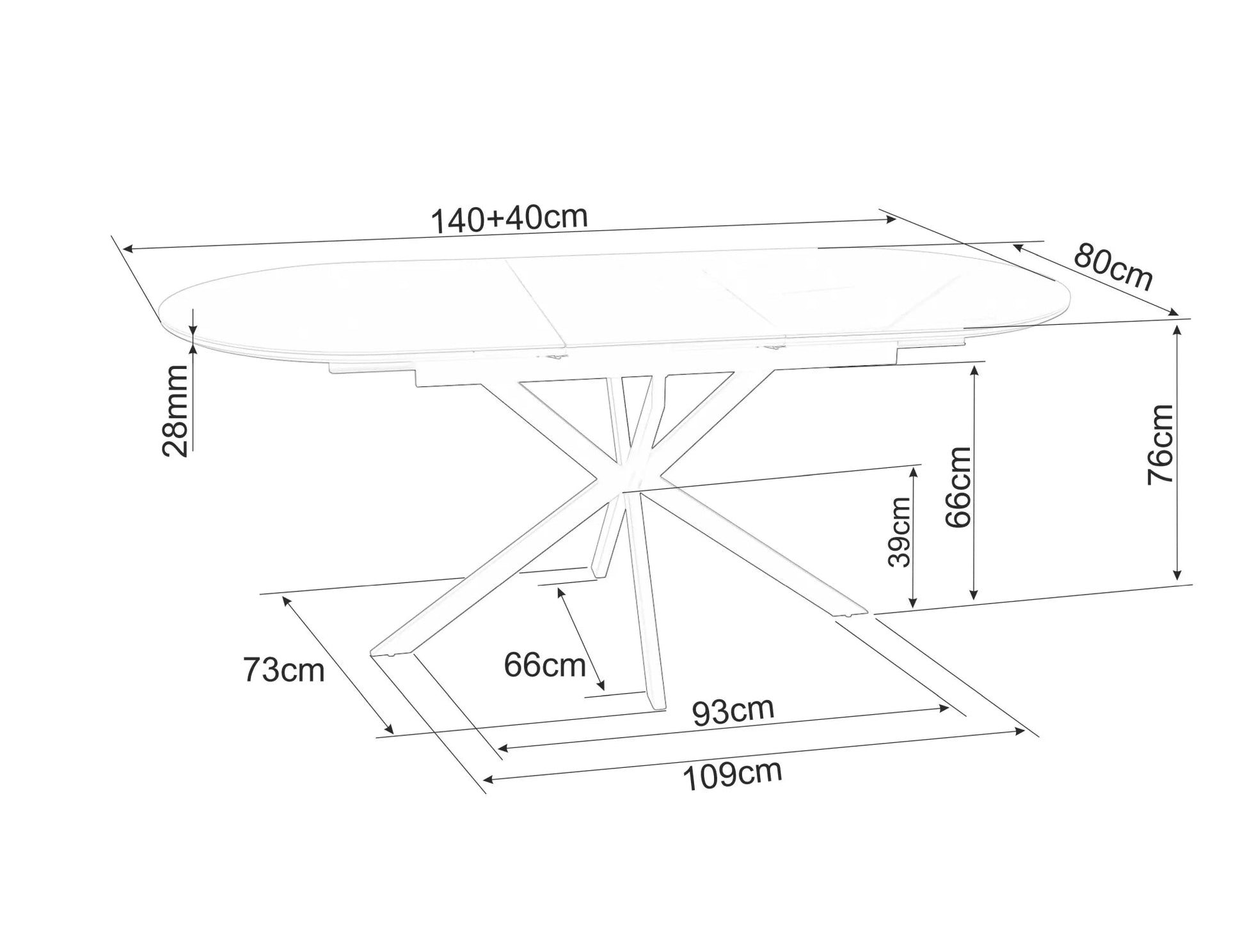 Galds Gastoli 80/140/75 cm melns - N1 Home