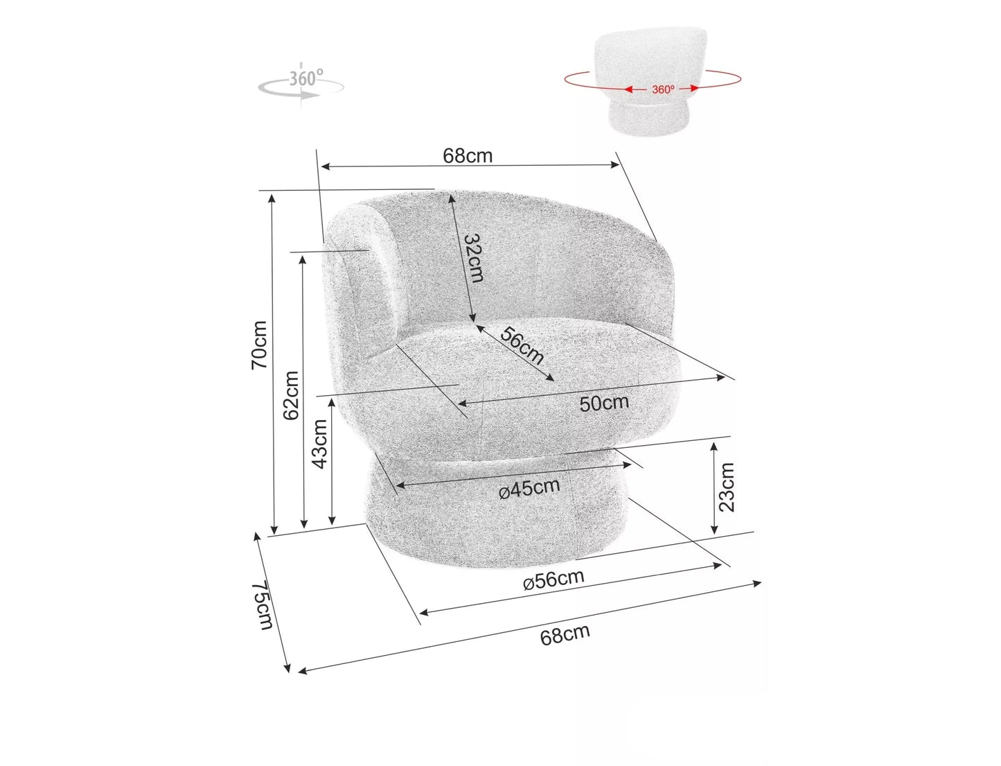 Krēsls Cosmo 68/70/56 cm pelēks - N1 Home