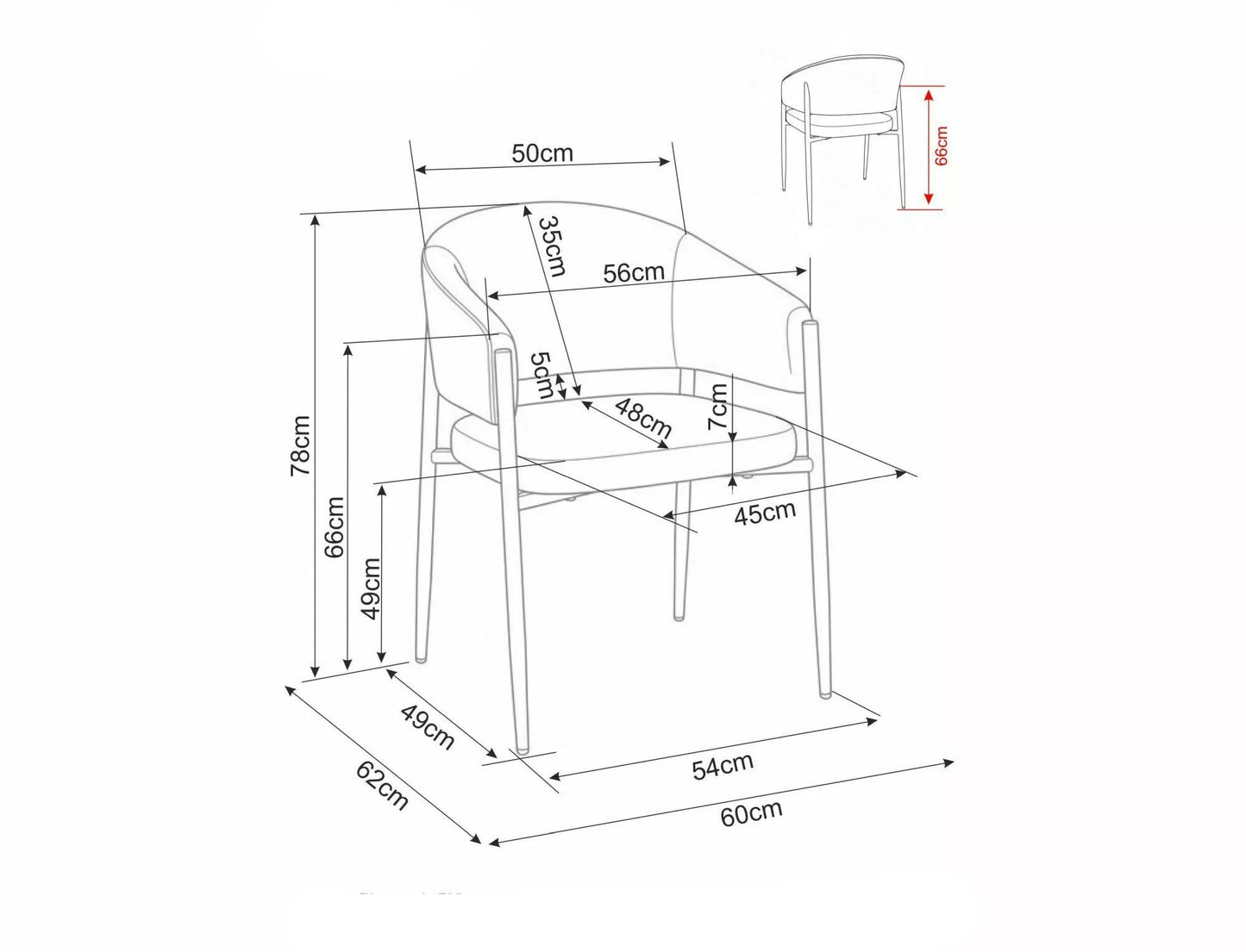 Krēsls Akita 78/56/59 cm pelēks