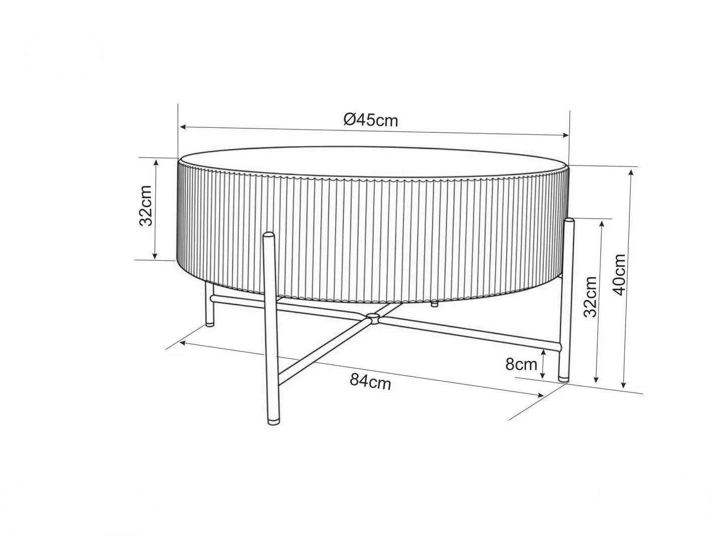 Kafijas galds Tunka 80/40 cm ozols/matēts melns