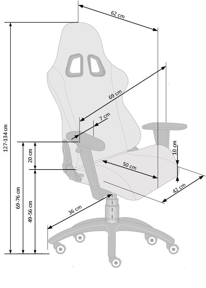 Krēsls Drak 69/62/127-134/49-56 cm pelēks/melns - N1 Home