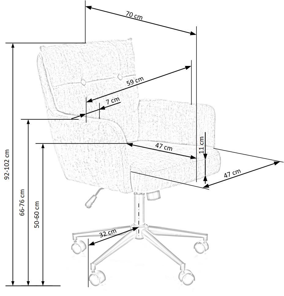 FL grozāmais krēsls 59/70/92-102/50-60 cm pelēks - N1 Home