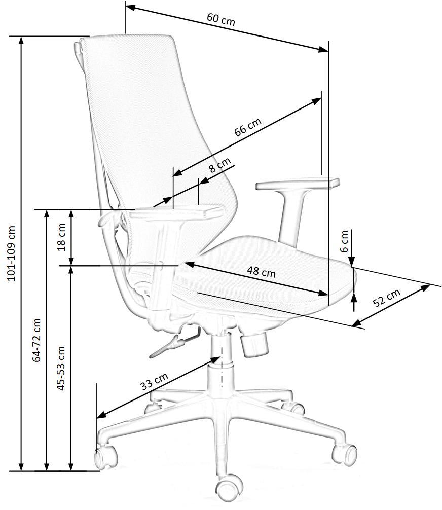 Krēsls Ruts 101-109/66/60/45-53 cm pelēks/melns