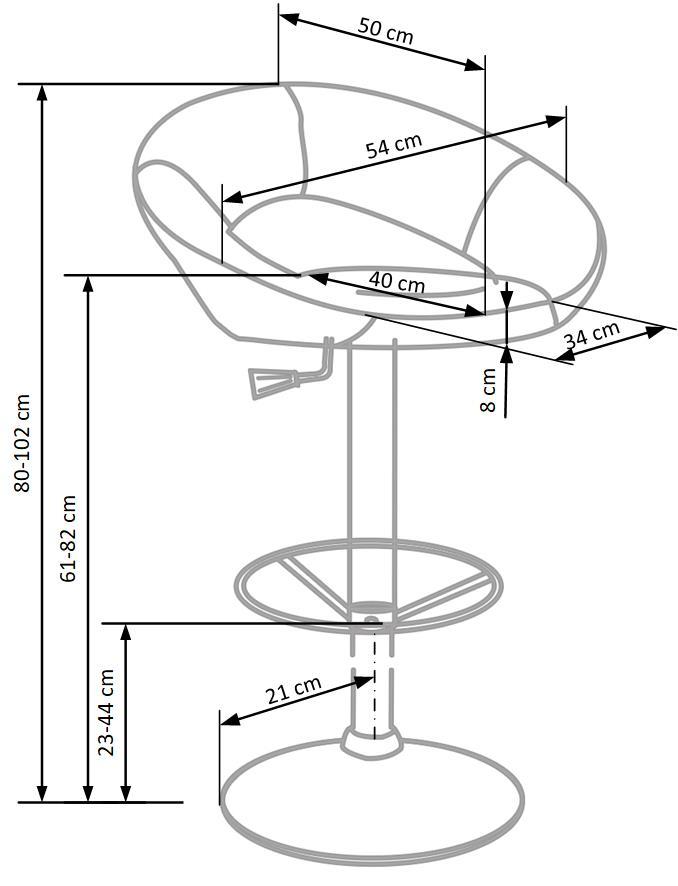 JP krēsls pelēks 54/46/80÷102 cm - N1 Home