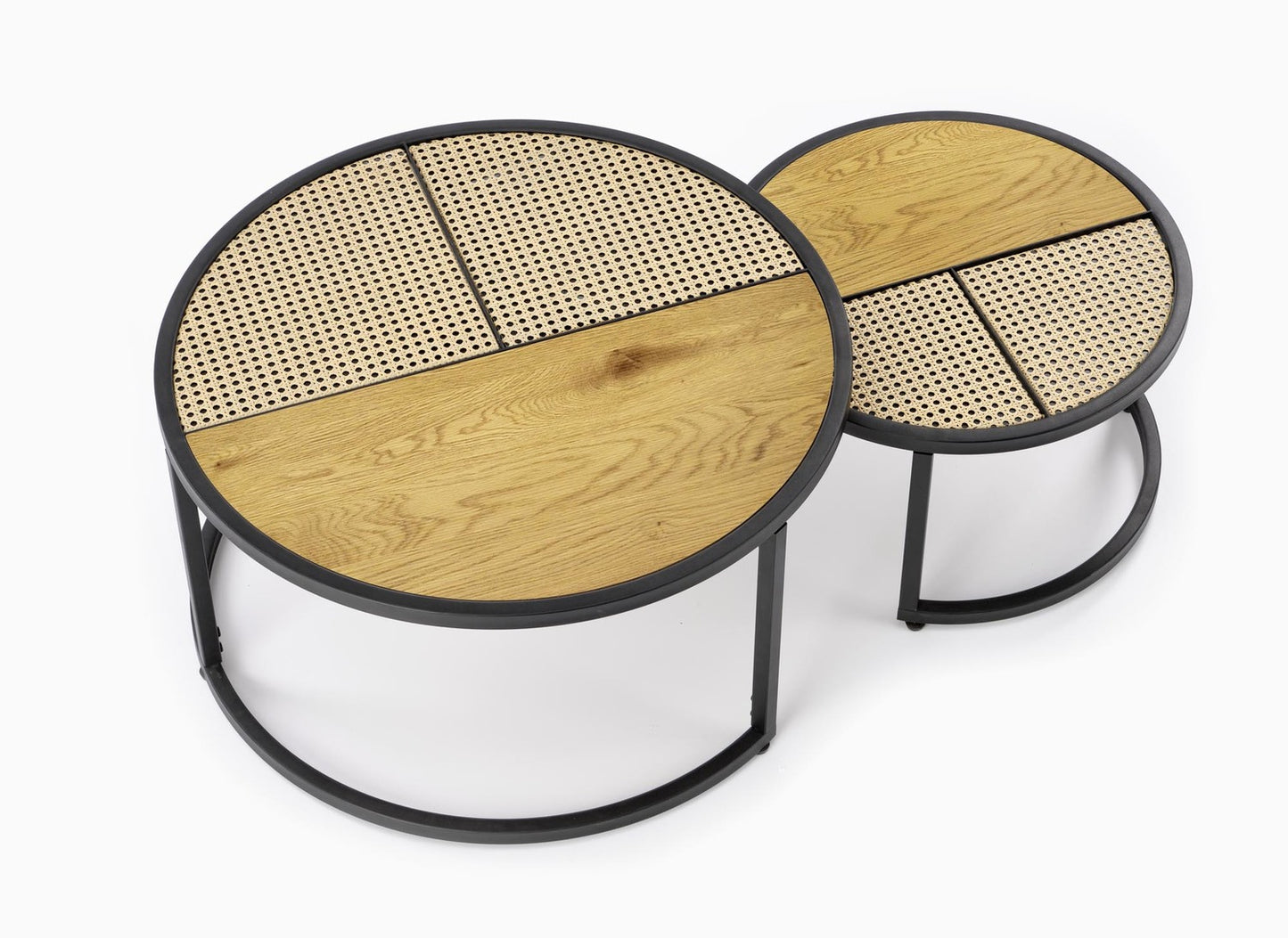 Kafijas galdiņš komplekts 70/36 un 50/30 cm zeltains ozols/melns - N1 Home