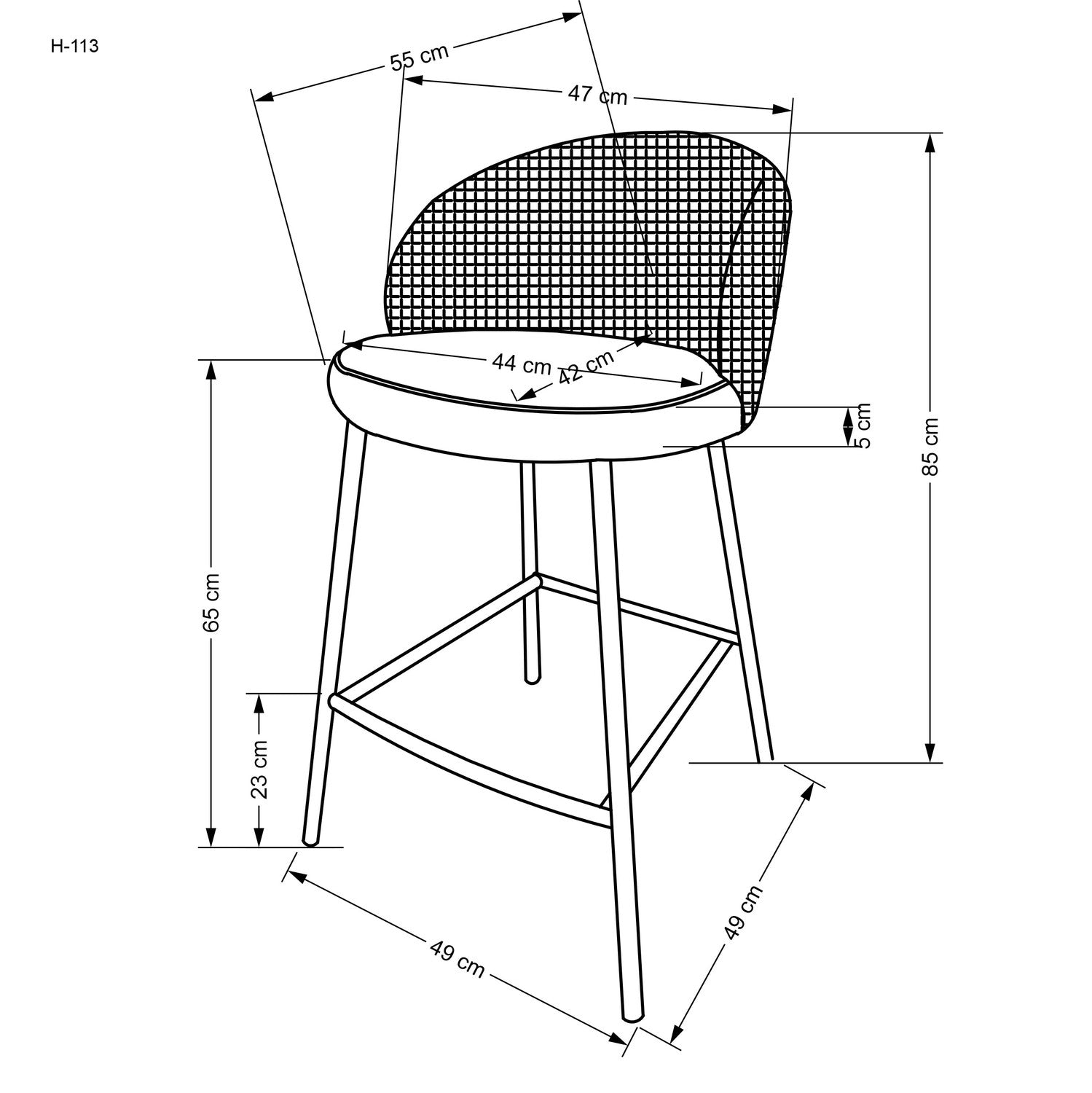 NS krēsls melns/balts 47/55/85/65 cm - N1 Home