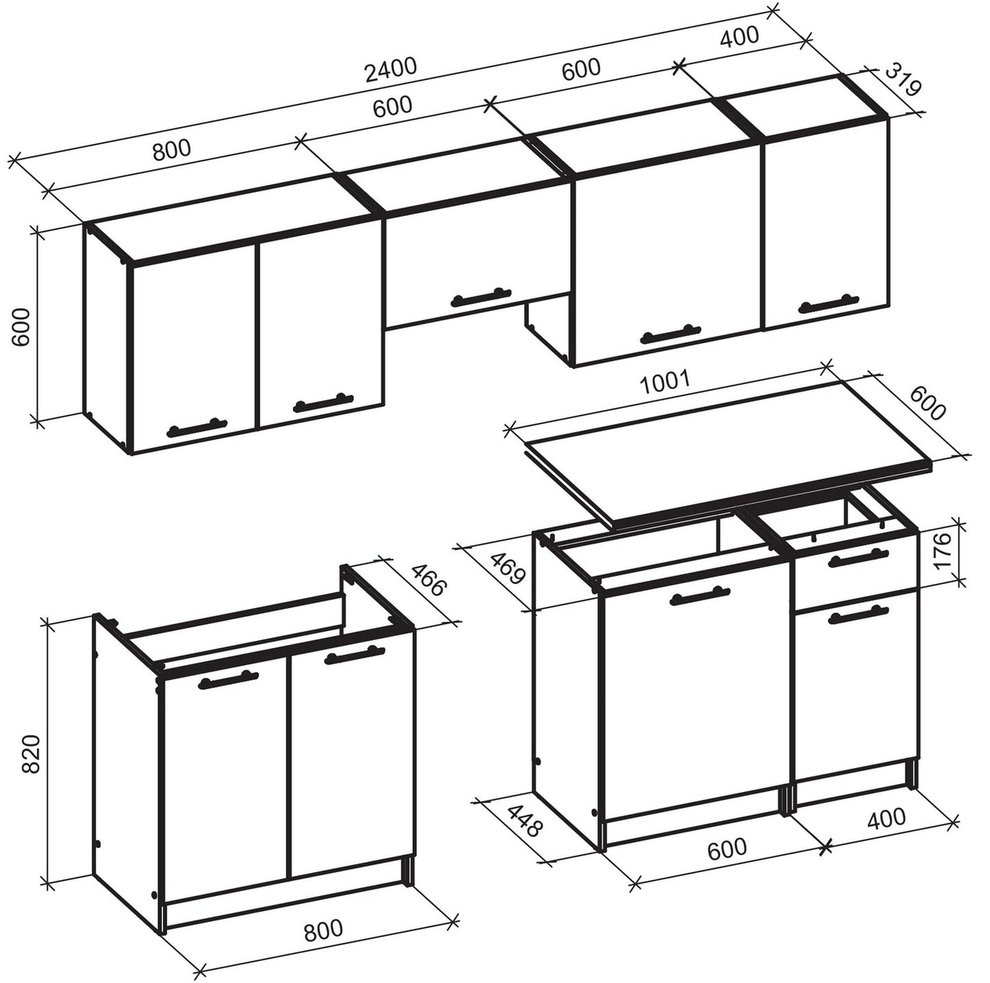 Virtuve RIA 240/214/60 ozols/antacīts - N1 Home