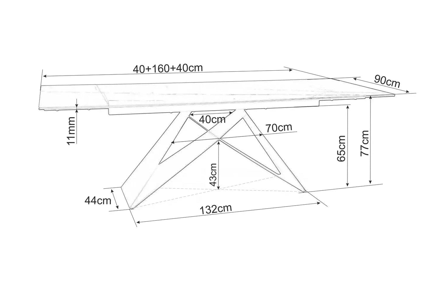 Galds LOKS 77/90/160 (240) cm matēts melns - N1 Home