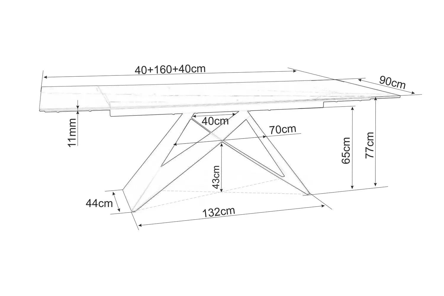 Galds LOKS 77/90/160 (240) cm matēts melns - N1 Home