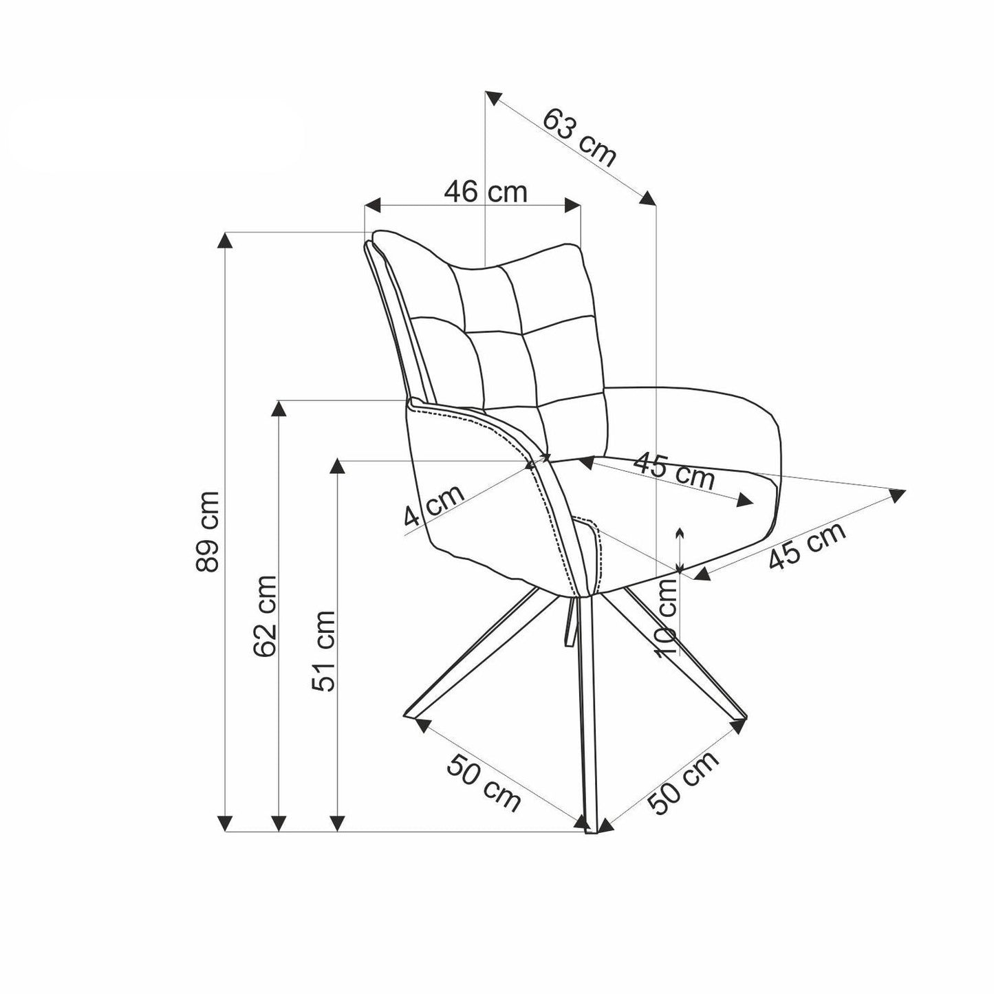 Krēsls Haka 60/63/89/51 cm pelēks - N1 Home