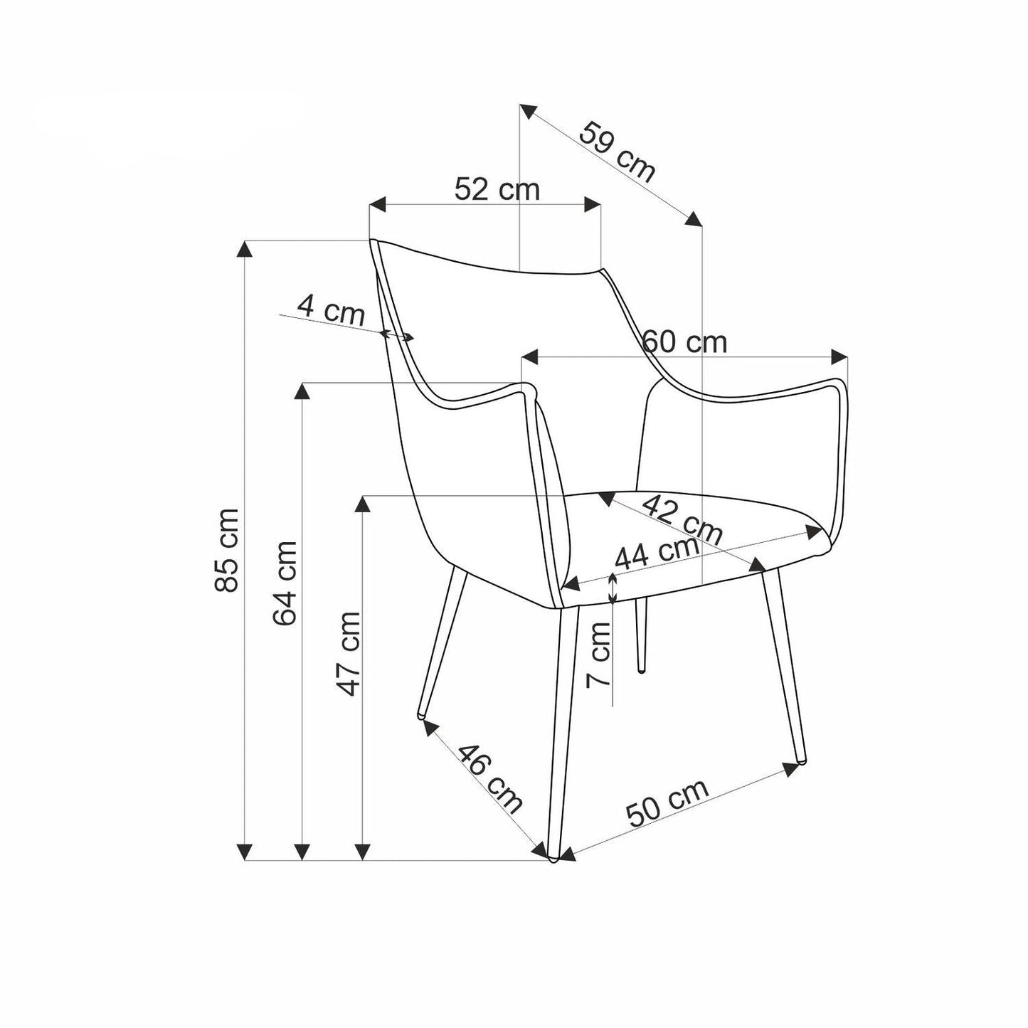 Krēsls Nuko 60/59/85/47 cm pelēks - N1 Home