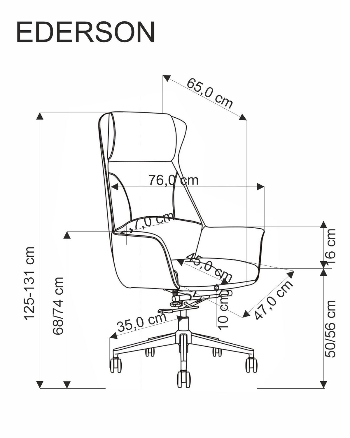 Krēsls Ede76/65/125-131/50-56 cm  kapučīno