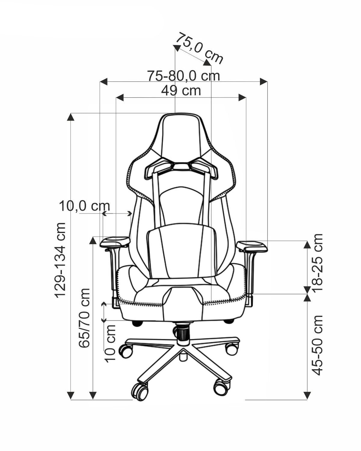 Krēsls Alist 75-80/75/129-134/45-50 cm pelēks/melns