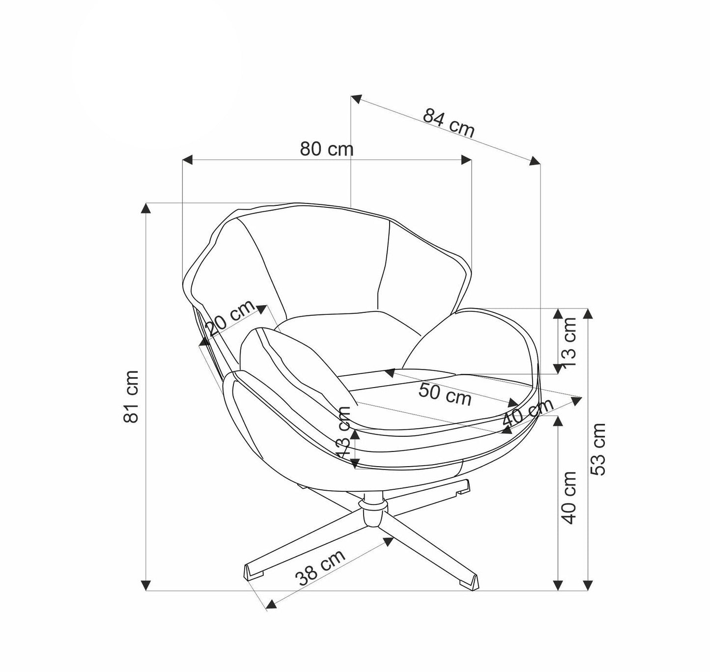 Krēsls Gius 80/84/81 cm bēšs - N1 Home