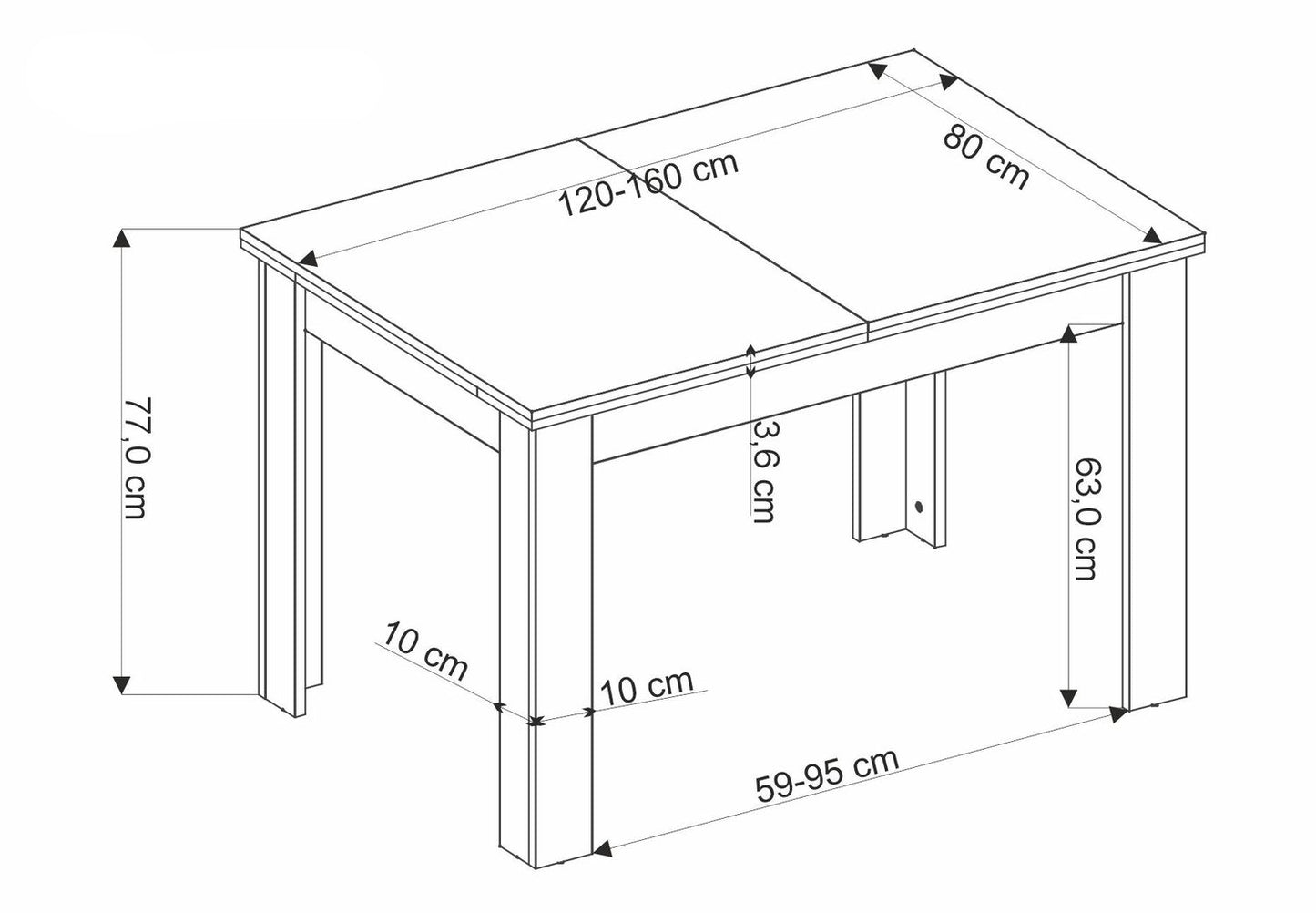 Galds Bagi 120-160/80/77/95 cm amatnieks ozols