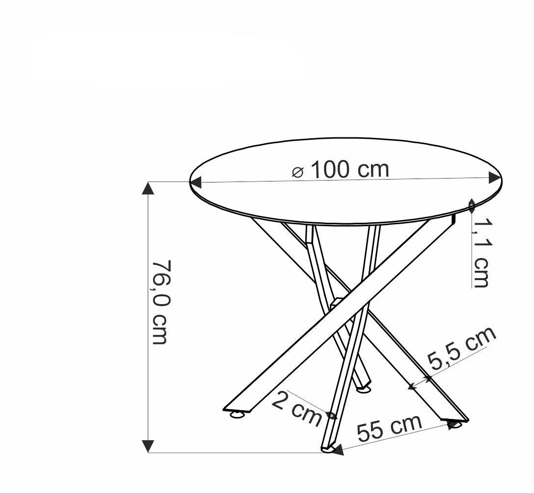 Galds Ed 100/76/55 cm balts marmors/melns