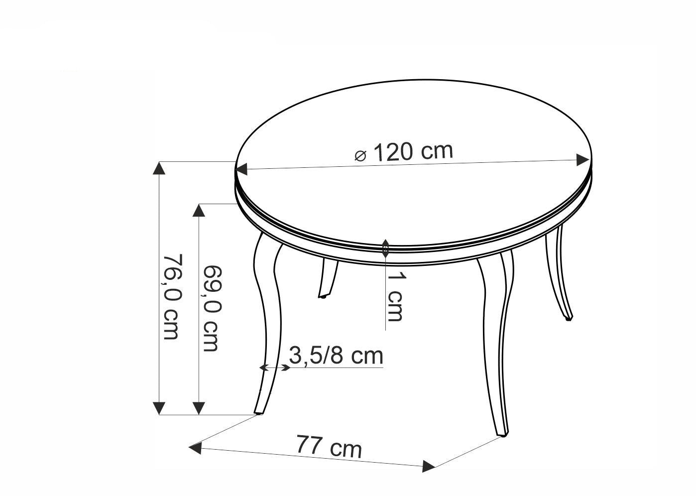 Galds Roy 120/76/77 cm zelts/melns