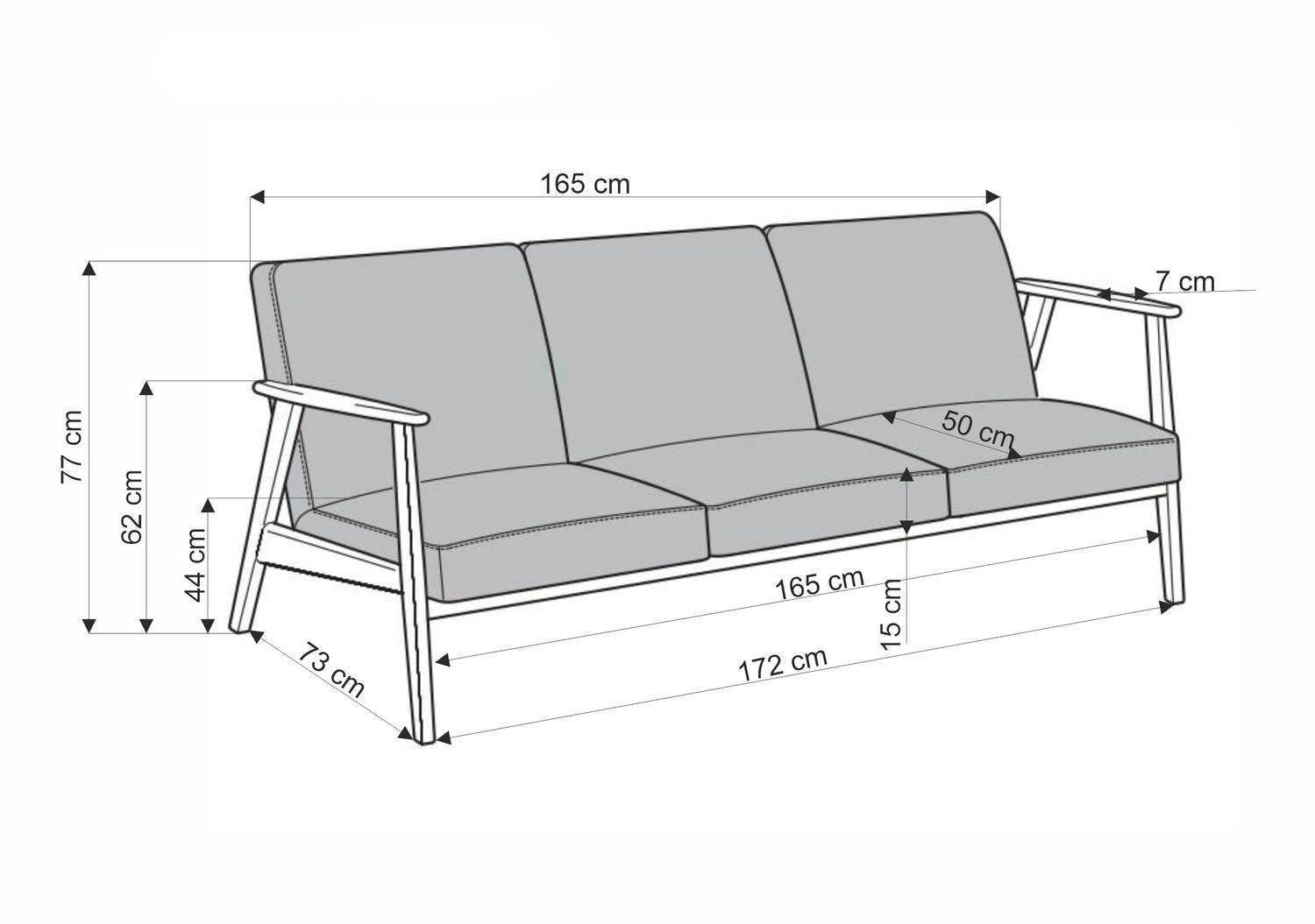 Dīvāns Milo 175/77/77/44 cm zils - N1 Home