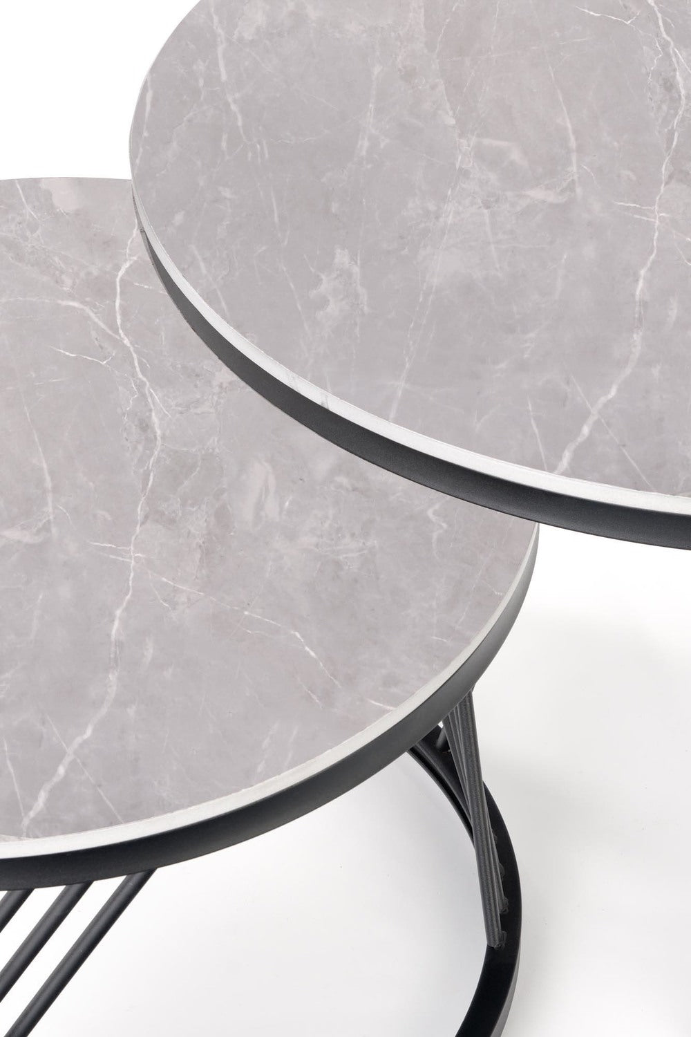Kafijas galdiņš Flam 60/40; 80/46 cm pelēks marmors - N1 Home